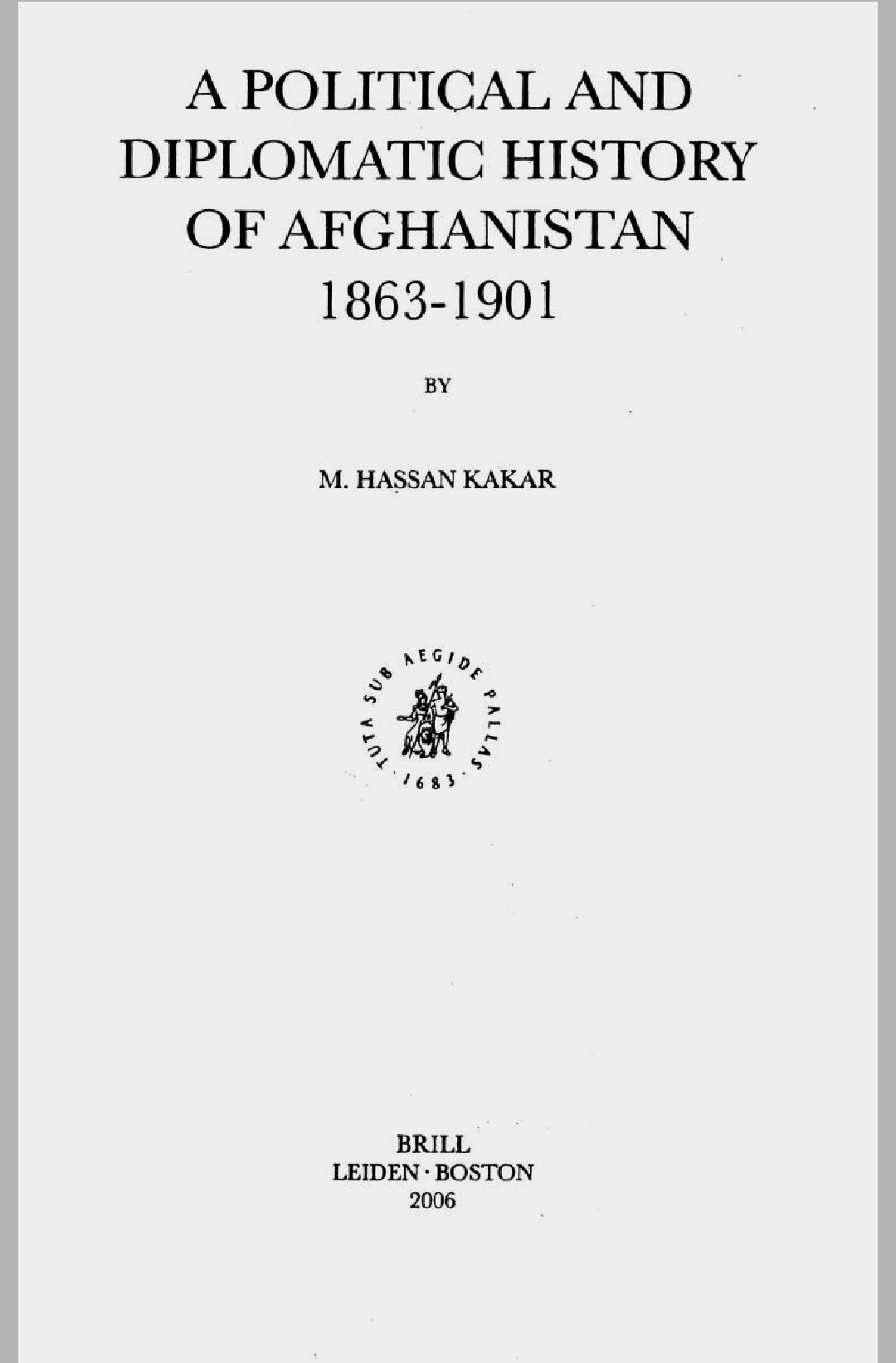 A Political and Diplomatic History of Afghanistan